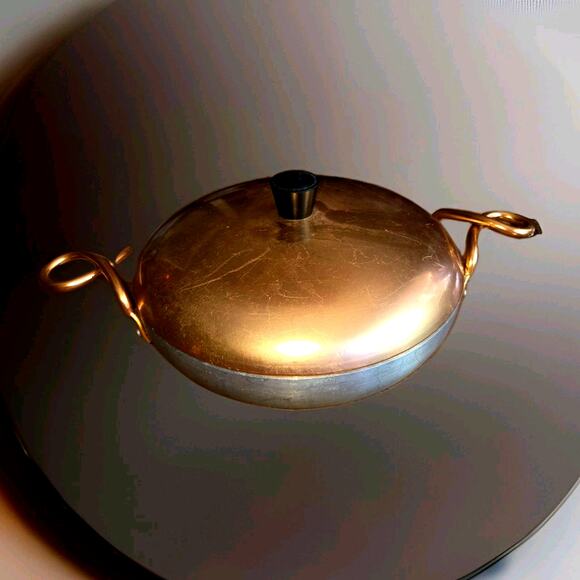 Vtg Ware-Ever Aluminum Cooking Serving Copper Lid Handles 9" Diameter MCM - Picture 9 of 9